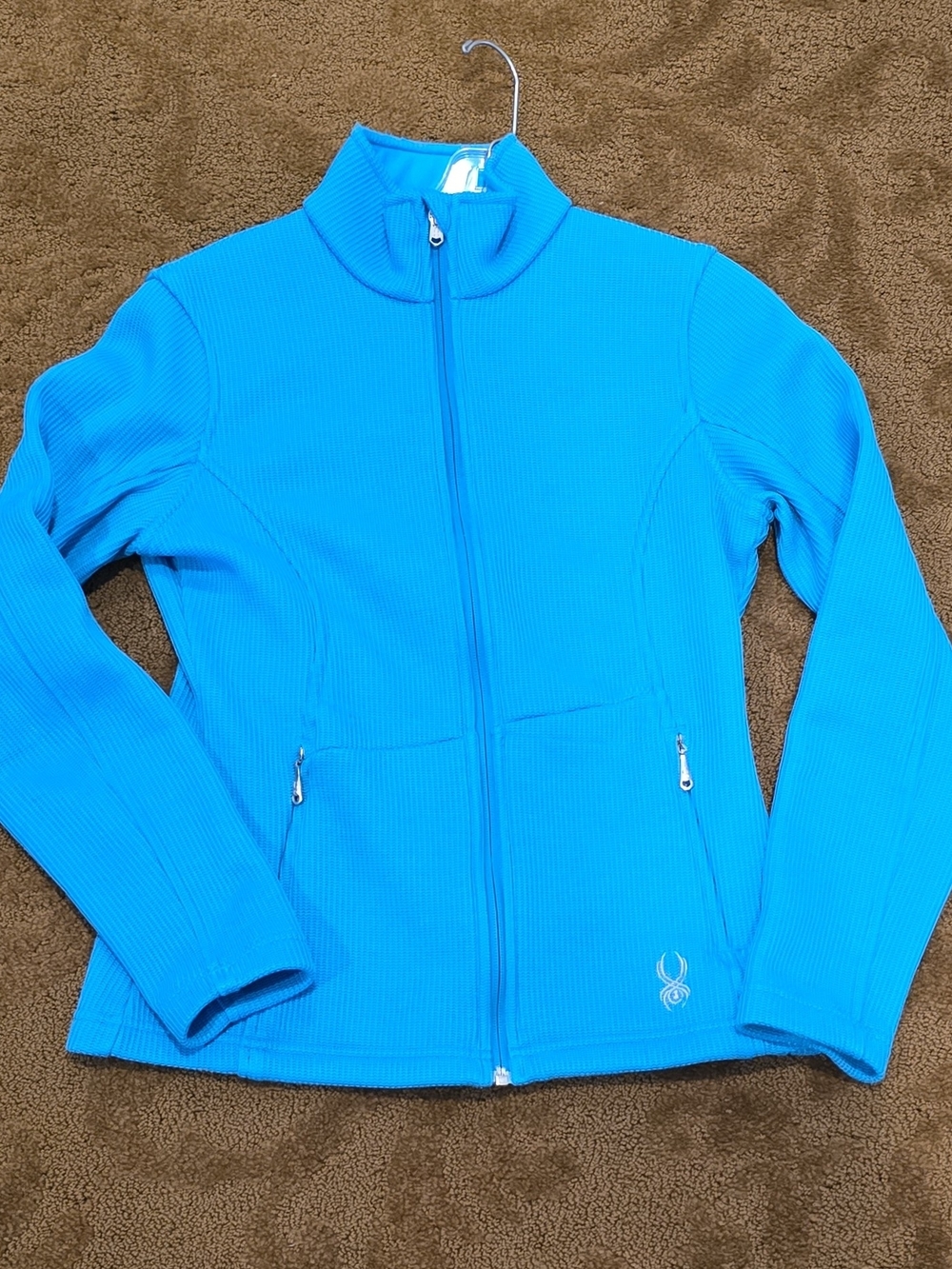 Spyder Women's Bright Blue Ribbed Full-Zip Utility Jacket